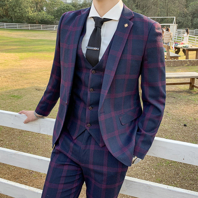 Mens 3-piece Suit In Korean And British Styles, Slim-fit