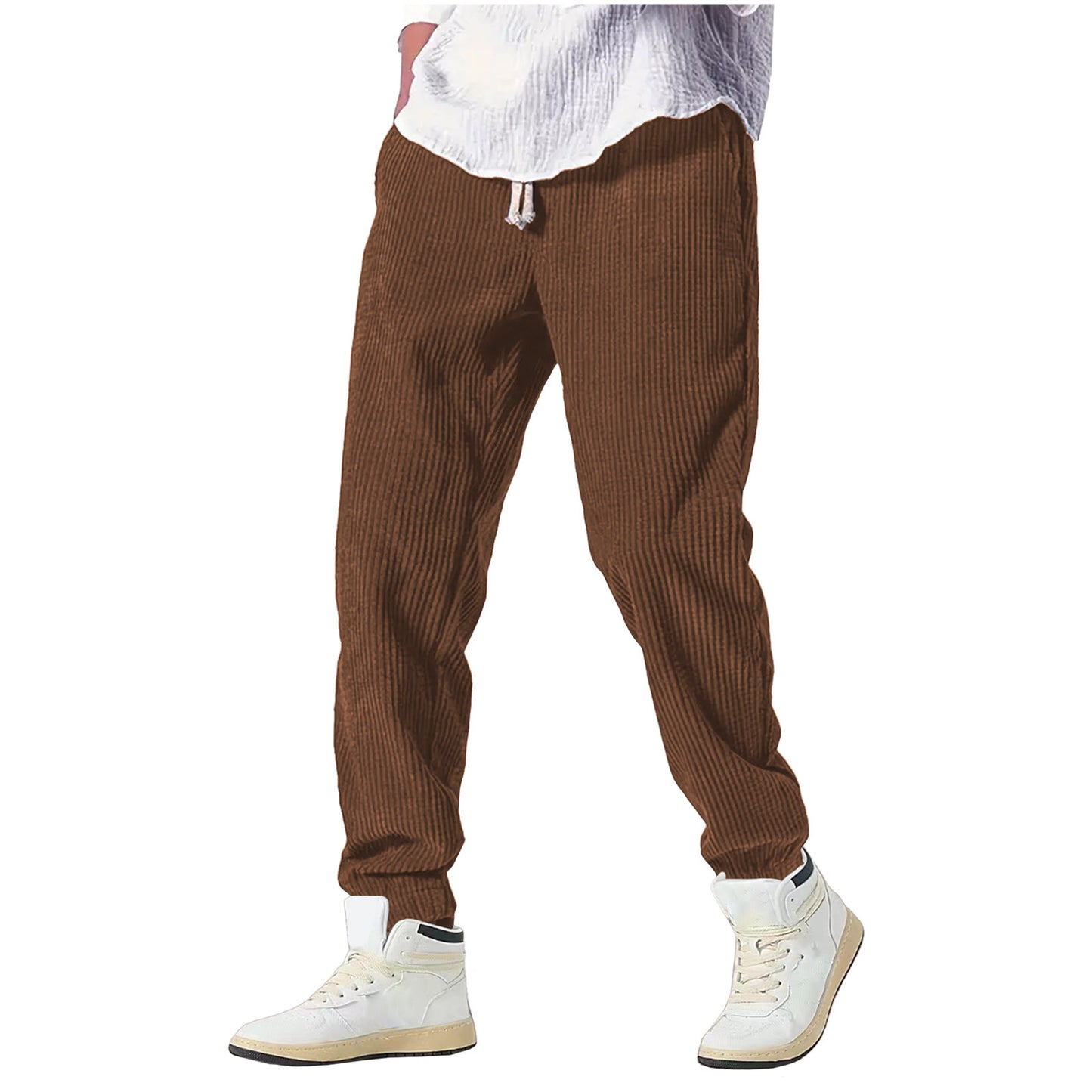 Mens Thickened Waffle-Weave Sporty Casual Pants For Fall Winter